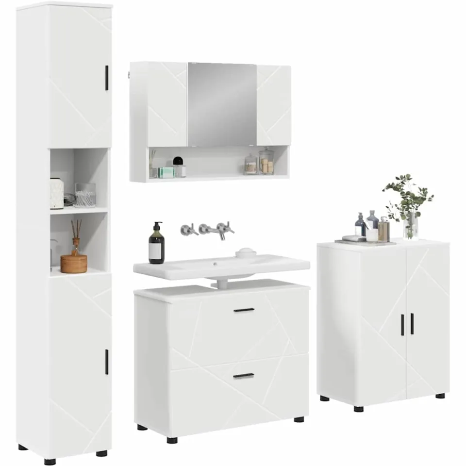 vidaXL Badkamermeubelset 4 st Wit 35 x 30 x 192 cm