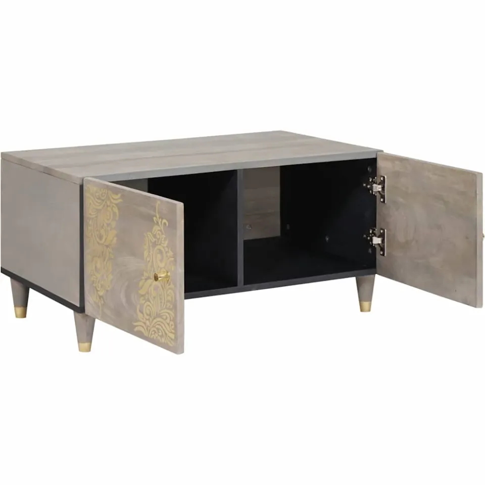 vidaXL Salontafel Grijs 80 x 50 x 40 cm Massief Mango Hout, foto 2