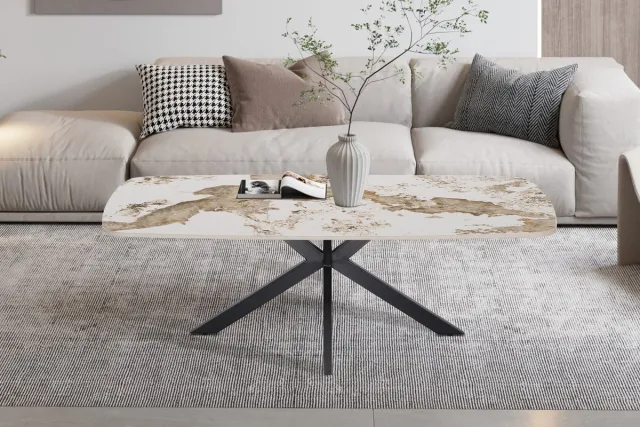 Rousseau Salontafel 'Apollo' 130 cm Deens Ovaal Glanzend steen Pandora beige