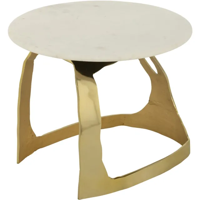 J-Line bijzettafel - aluminium/steen - goud/wit - small Wit - Goud