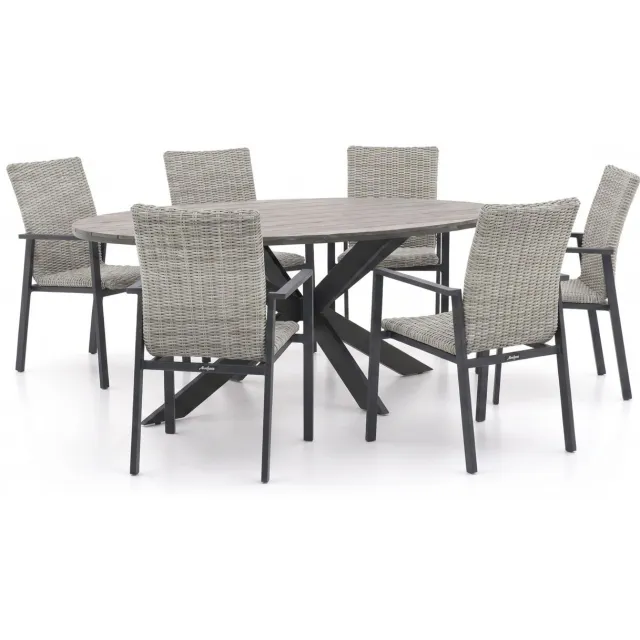 Manifesto Furniture Manifesto Villongo/Fidenza ovaal 180cm dining tuinset 7-delig stapelbaar, foto 2