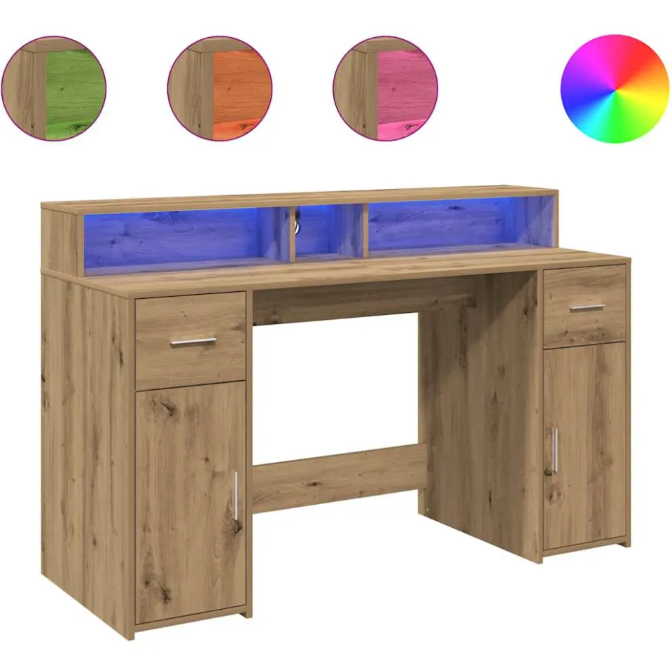 vidaXL Bureau Artisanaal eiken 140 x 55 x 91 cm Bewerkt hout Bruin