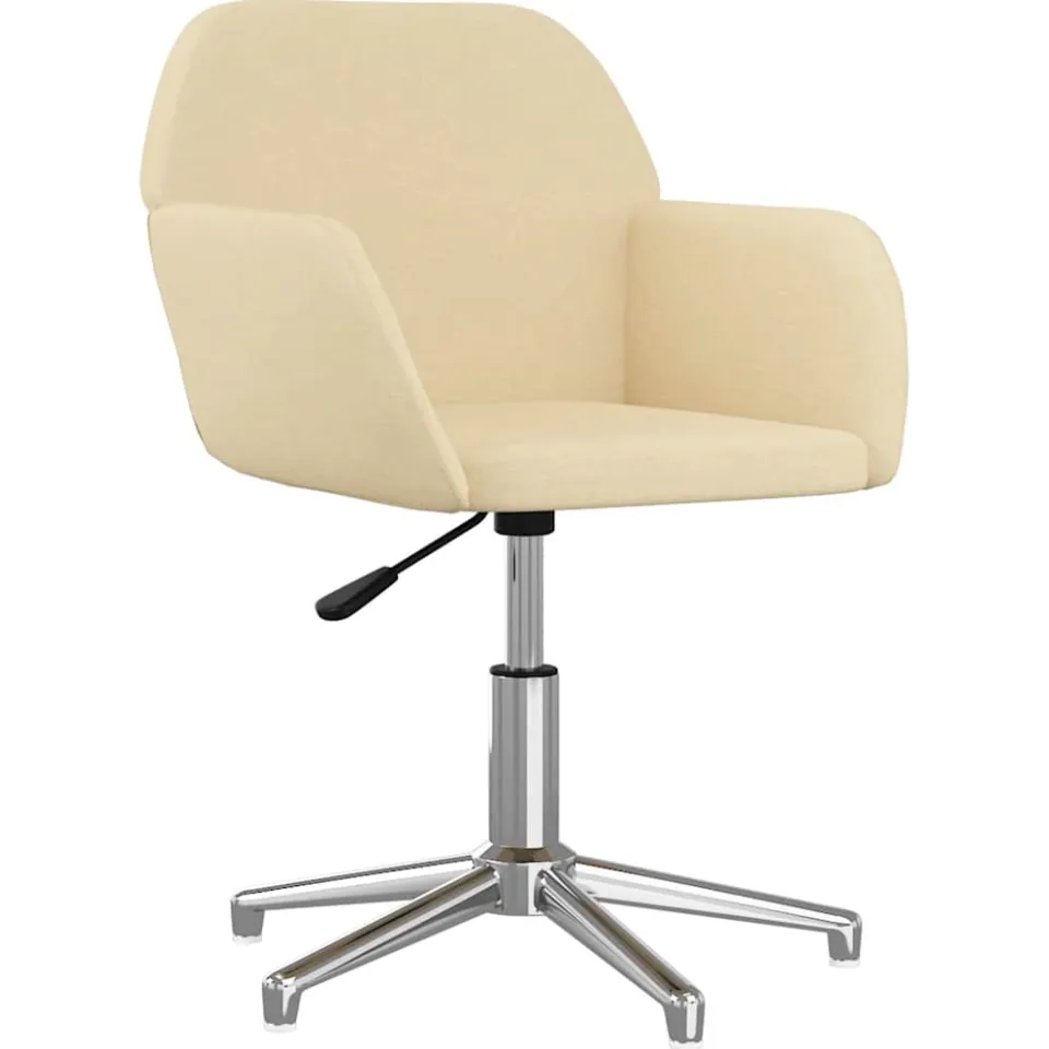 vidaXL Eetkamerstoelen 2 st draaibaar stof crèmekleurig