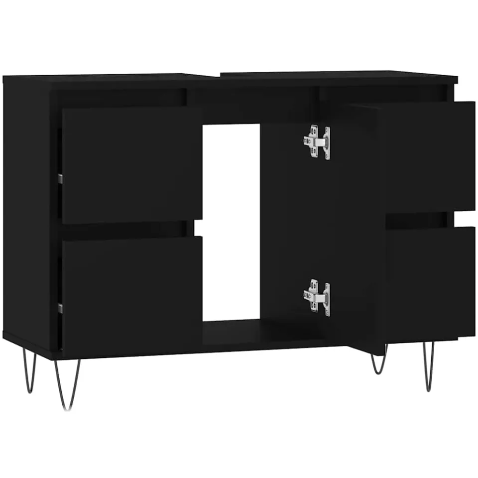 vidaXL Badkamerkast 80x33x60 cm bewerkt hout zwart, foto 3