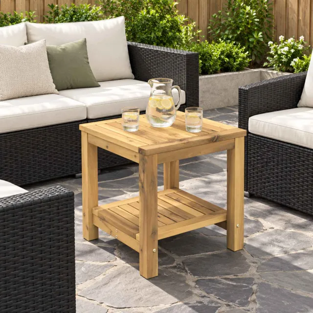 vidaXL Salontafel Witgewassen 40,5 x 40 x 45 cm Massief Acaciahout Bruin