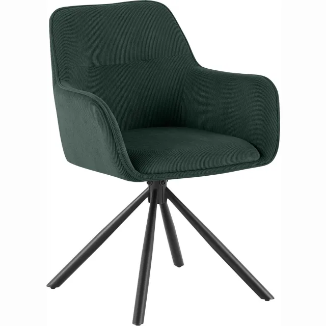 CLP Eetkamerstoel Tipton Cordbekleding 180 Grad Draai Mechanisme Belastbaar tot 150 kg Ribstof/groen
