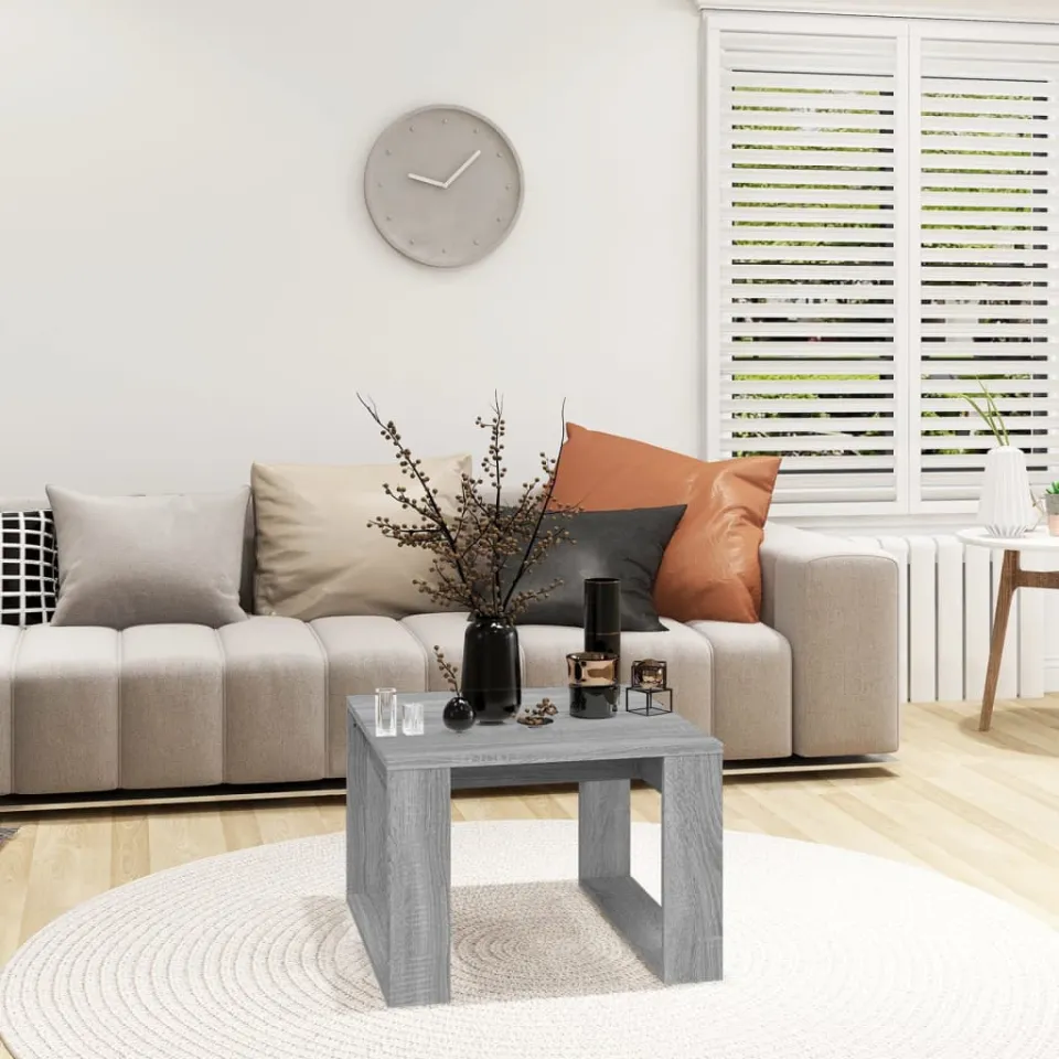 vidaXL Bijzettafel 50x50x35 cm bewerkt hout gerookt eikenkleurig, foto 4
