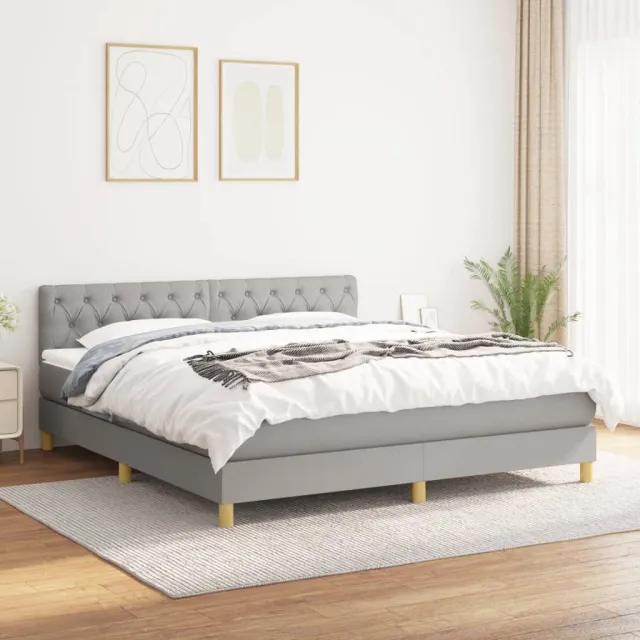 vidaXL Boxspring met matras stof lichtgrijs 160x200 cm grijs