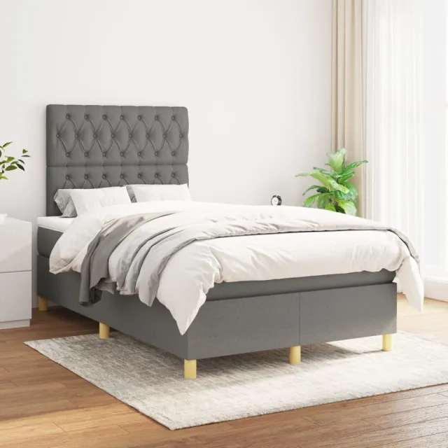 vidaXL Boxspring met matras stof donkergrijs 120x200 cm grijs