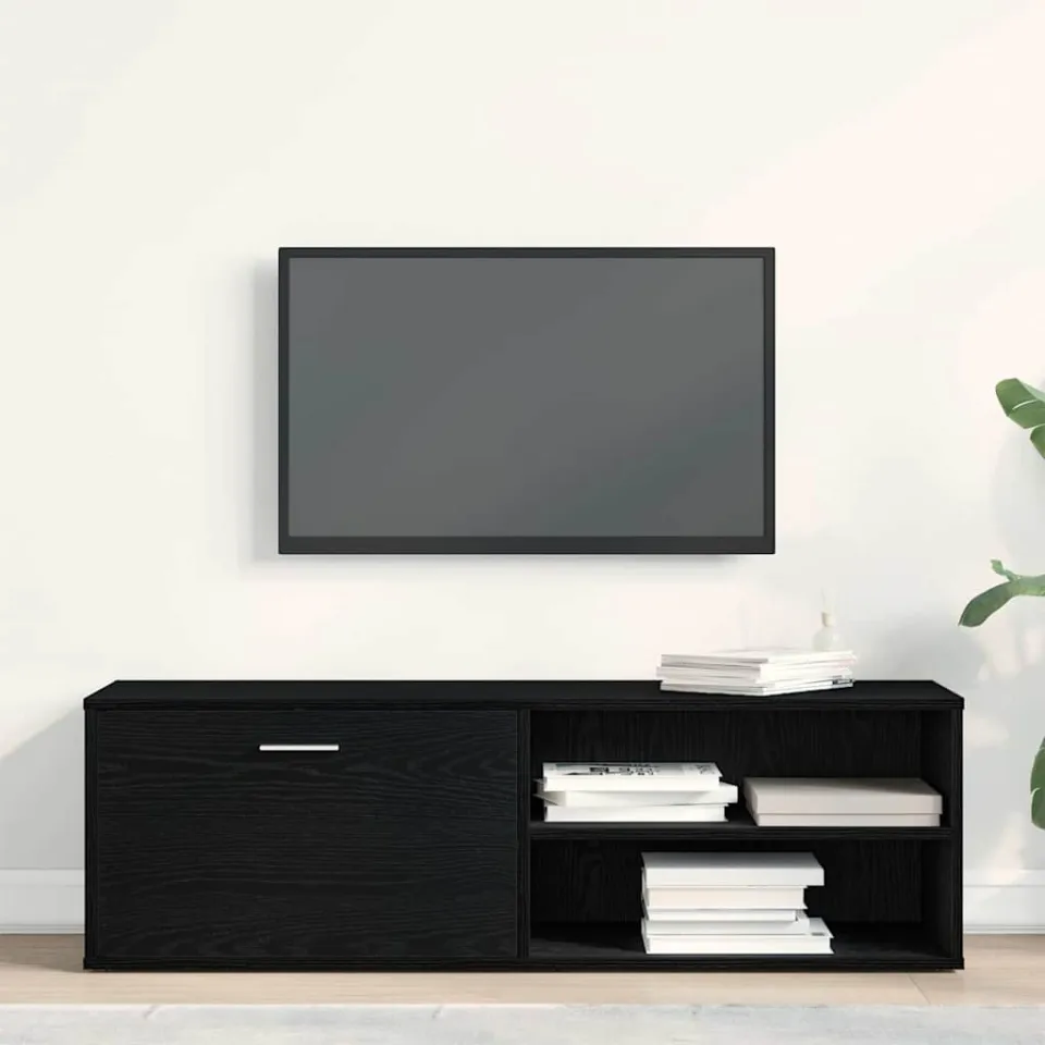 vidaXL TV-meubel Zwart Eiken 120x34x37 cm Bewerkt Hout, foto 3