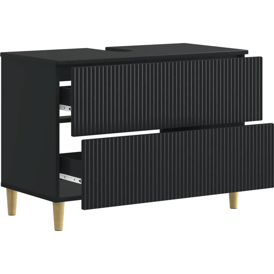 vidaXL Badkamer wastafelkast ARNHEM Zwart 82 x 41 x 59 cm Bewerkt hout