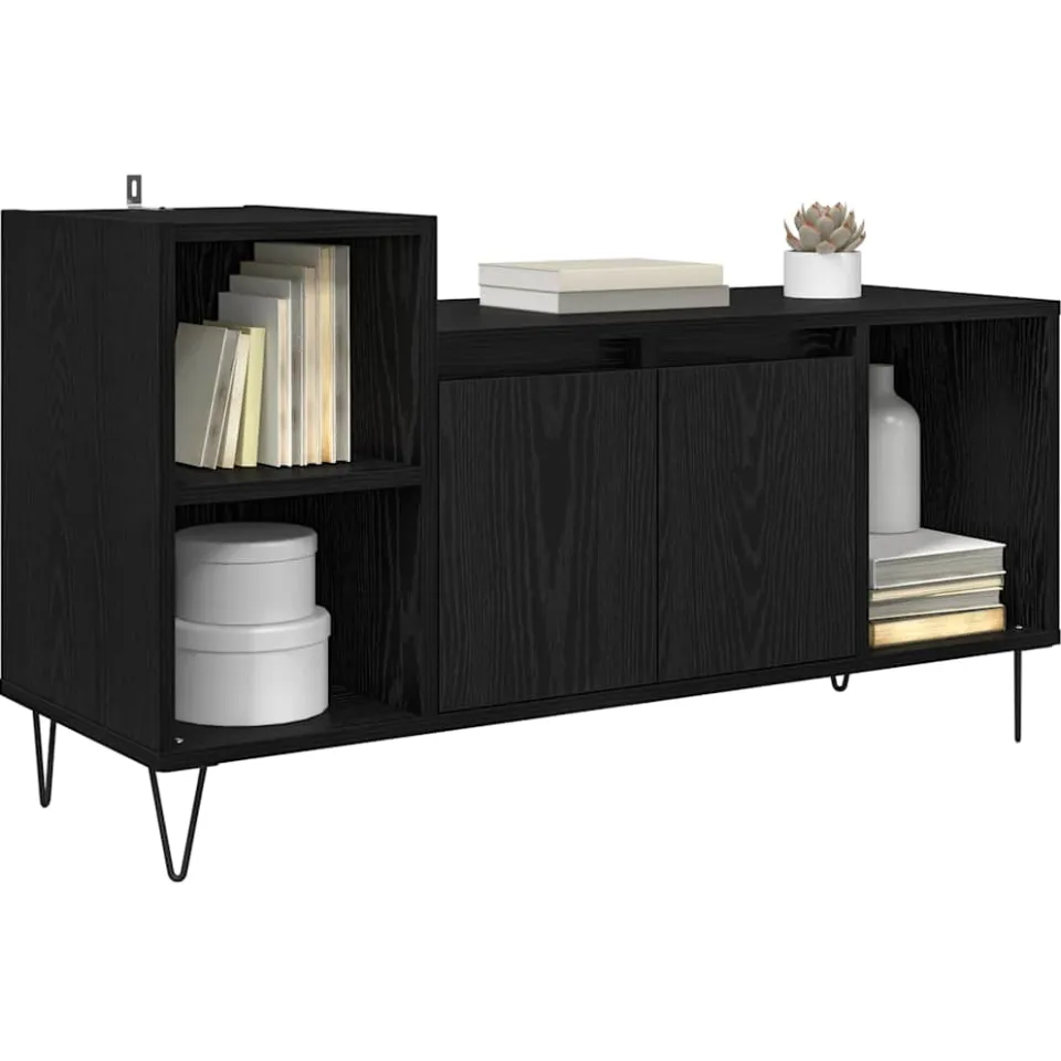 vidaXL TV-kast 100 x 35 x 55 cm Zwart Eiken Bewerkt hout