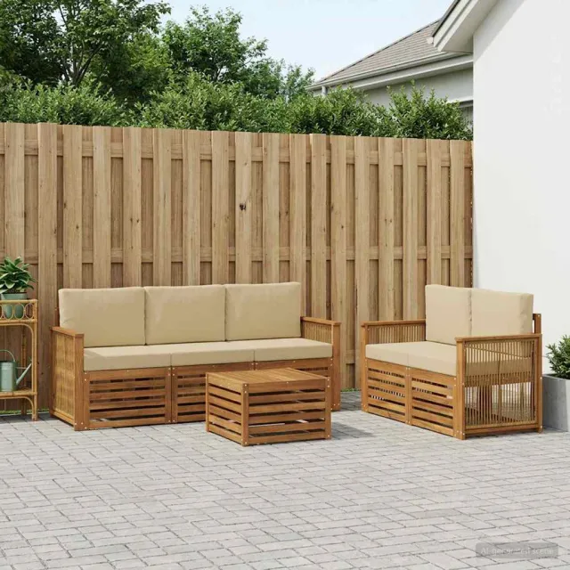 vidaXL Buiten bankenset 6 st 5-zits Natuurlijk en Beige