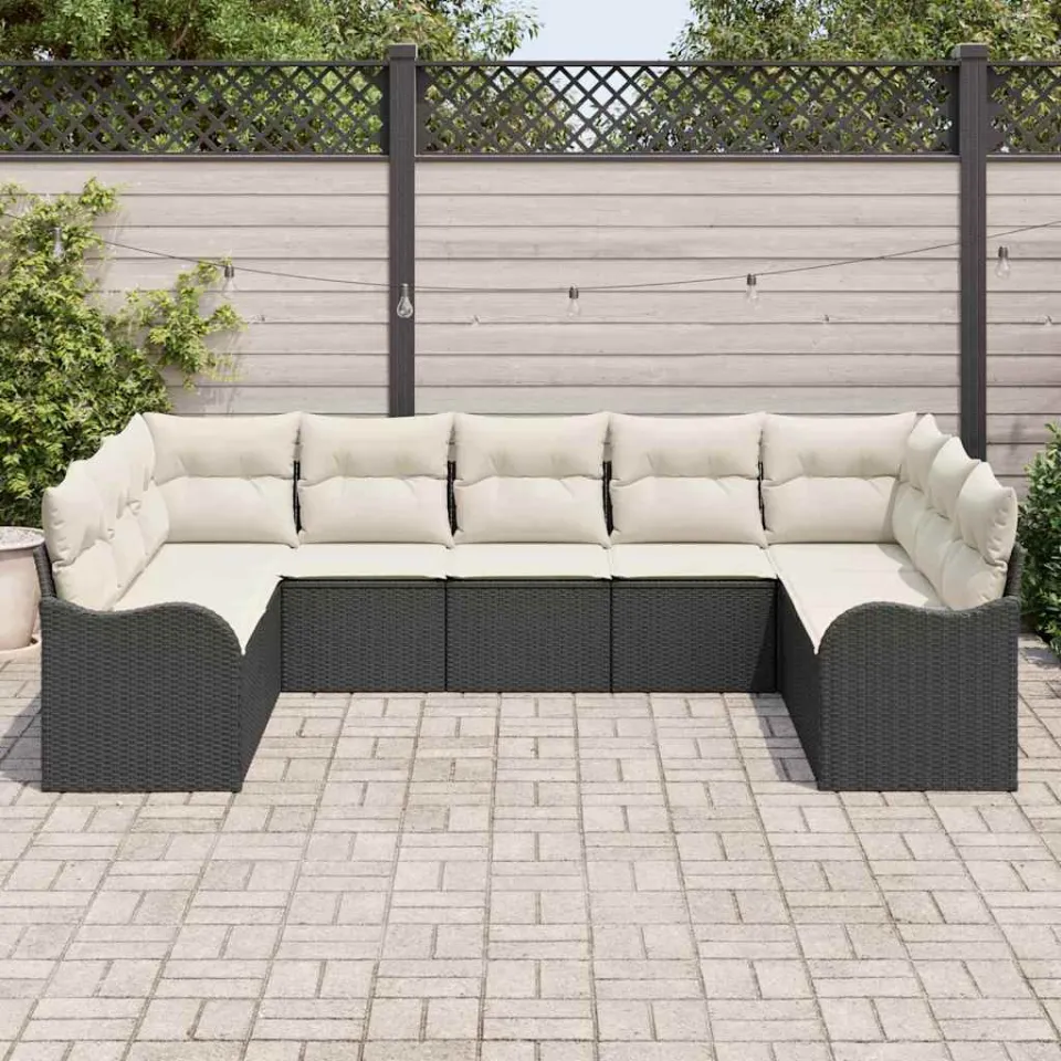 vidaXL Tuin Sofa Set 9 st Zwart poly rattan, foto 3