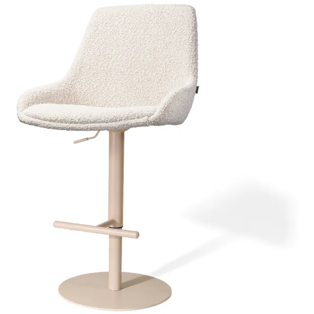 Nolon Niva-Isa draaibare tulp barkruk bouclé beige - verstelbaar - beige onderstel