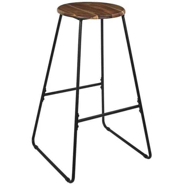 HowHomely SOTO - Barstoel - Acaciahout - Metalen Frame - Industrieel Bruin;Zwart