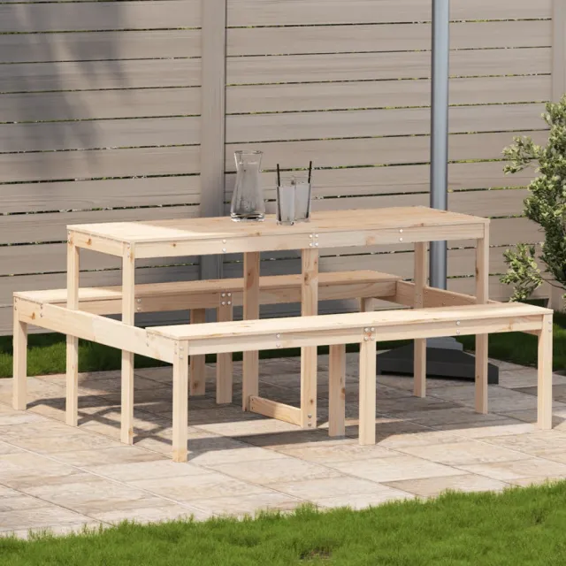 vidaXL Picknicktafel 160x134x75 cm massief grenenhout bruin, foto 2