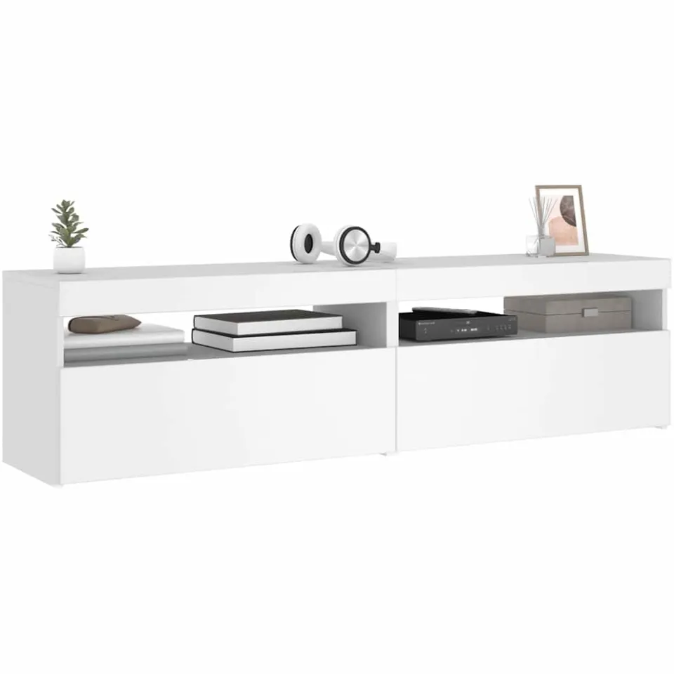 vidaXL Tv-meubelen 2 st met LED-verlichting 75x35x40 cm wit, foto 3