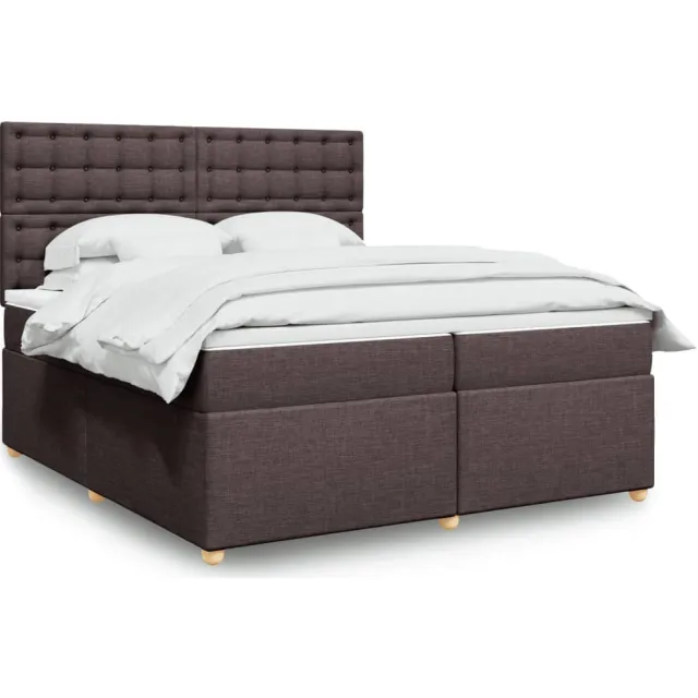 vidaXL Boxspring met matras stof donkerbruin 200x200 cm bruin