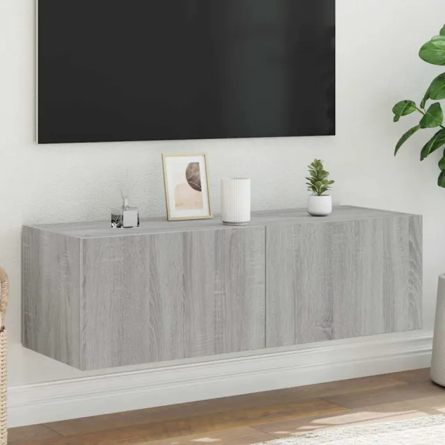 vidaXL Tv-wandmeubel met LED-verlichting 100x35x31 cm grijs sonoma, foto 2