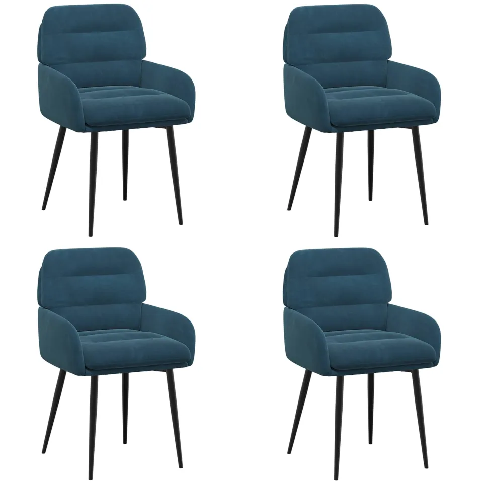 vidaXL Eettafelstoelen 4 st fluweel Blauw 59 x 59,5 x 90 cm, foto 3