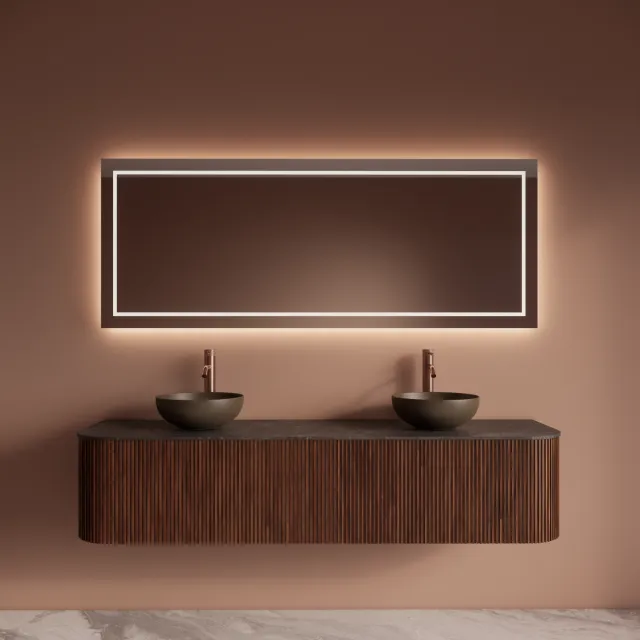 Gliss Design Badkamermeubelset Gliss Design Alluro 160 cm Walnut Bruin