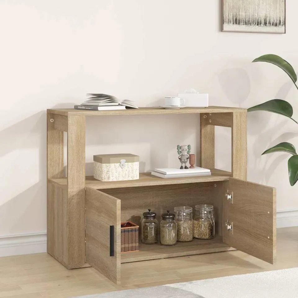 vidaXL Dressoir 80x30x60 cm bewerkt hout sonoma eikenkleurig, foto 3
