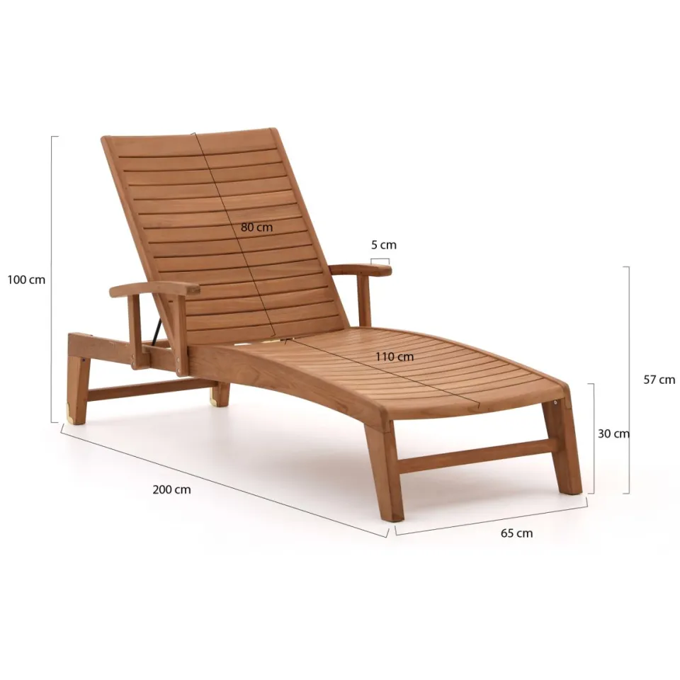 Sunyard Furniture Sunyard Chirburry ligbed met wiel bruin, foto 3