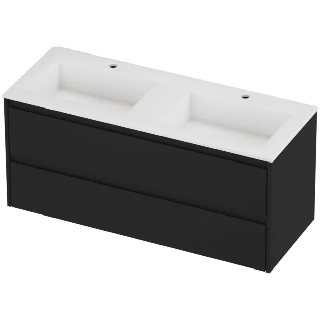 Proline Aristo Badmeubelset Polystone Elegant 2 Gaten 120x46x54 cm Mat White Mat Zwart