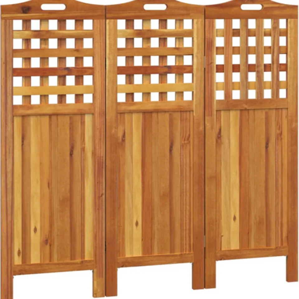vidaXL Kamerscherm met 3 panelen 121,5x2x115 cm massief acaciahout bruin, foto 3
