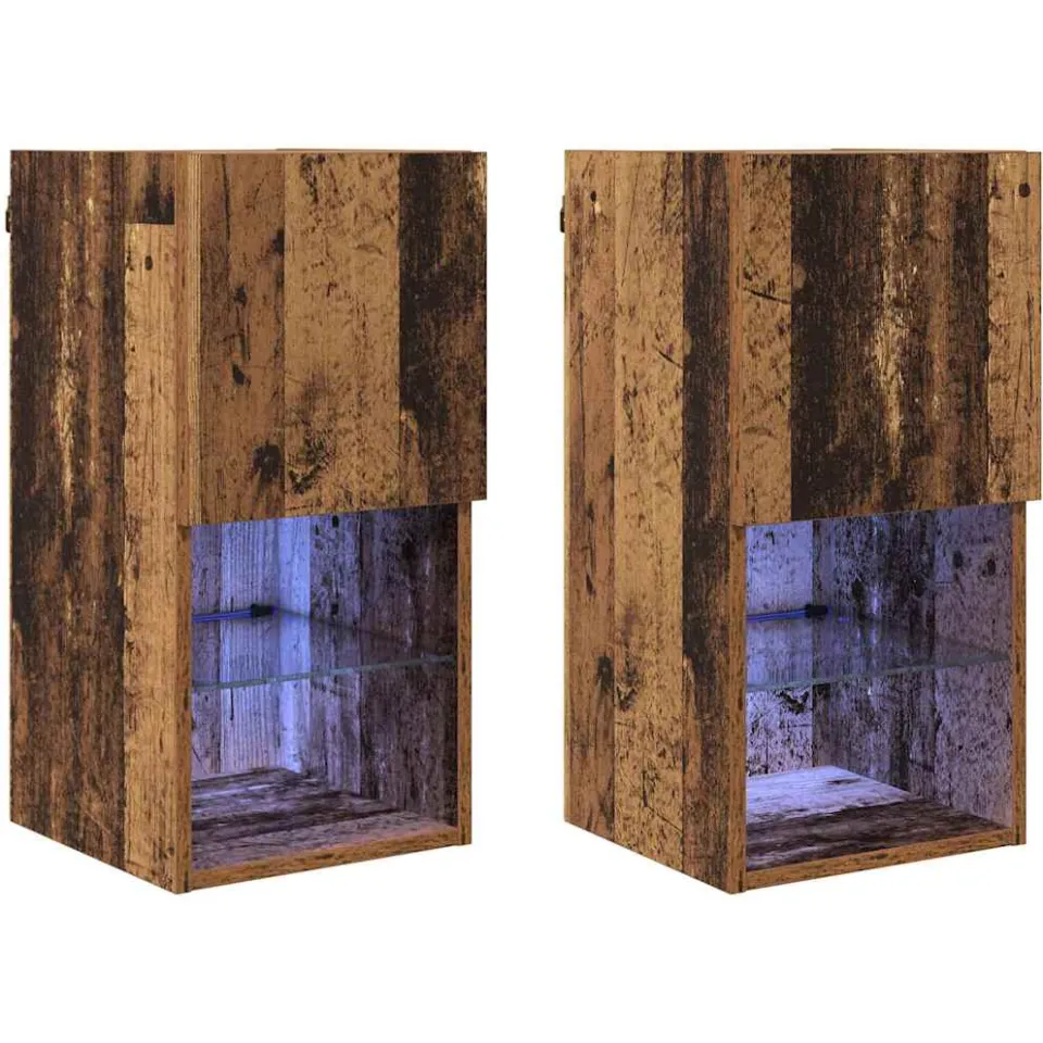 vidaXL Wandgemonteerde TV-kasten 2 st Oudhout Bewerkt hout bruin, foto 3