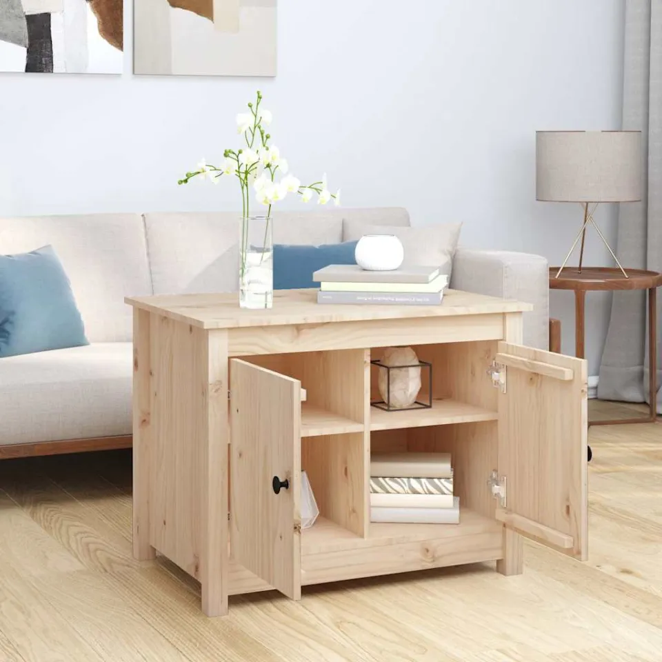 vidaXL Salontafel 71x49x55 cm massief grenenhout bruin, foto 3