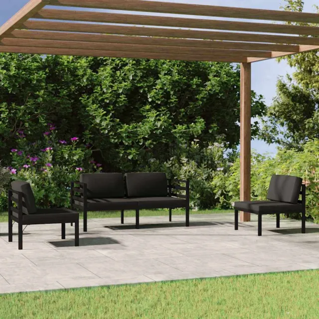 vidaXL 4-delige Loungeset met kussens aluminium antracietkleurig, foto 2