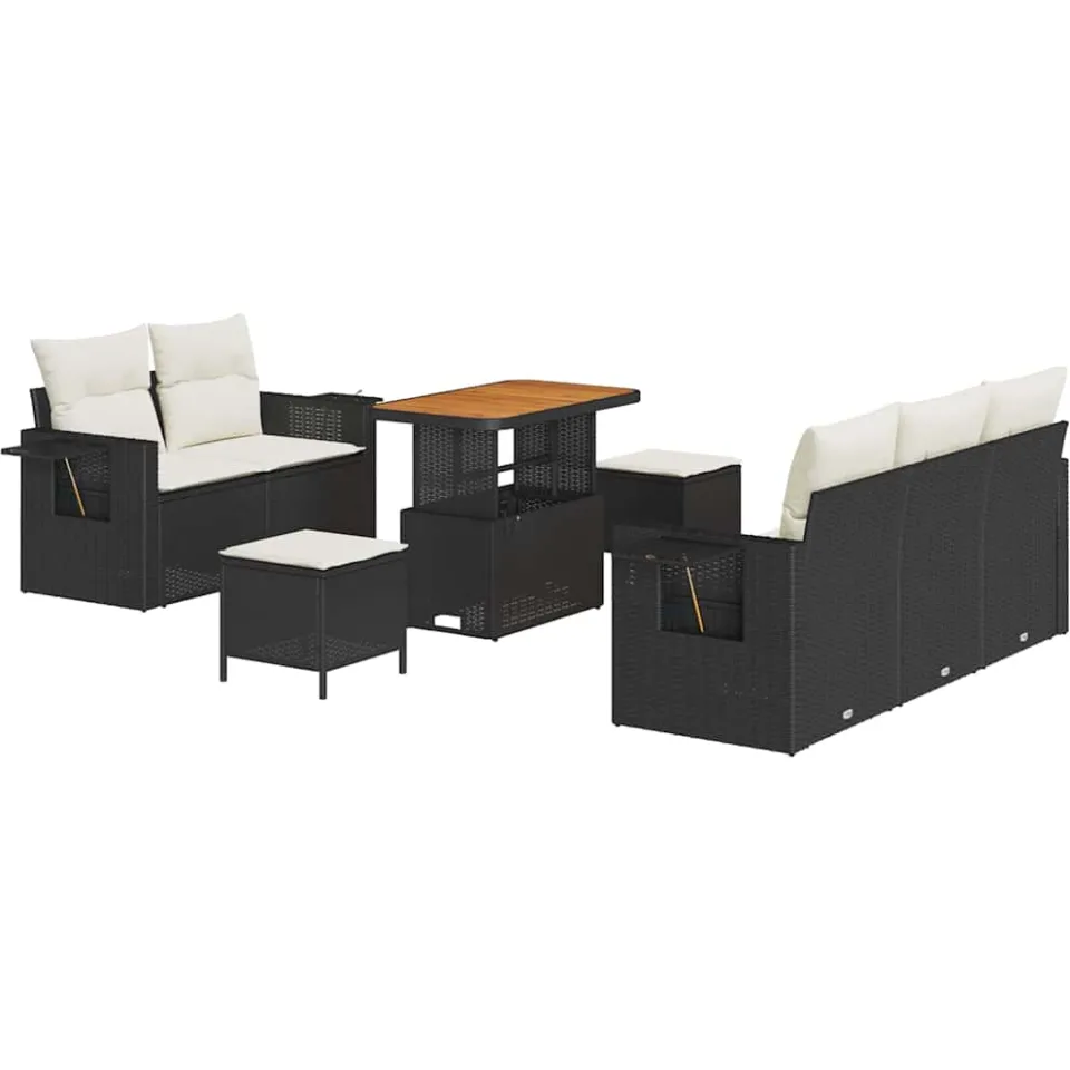 vidaXL Tuin Sofa Set 8 st Zwart poly rattan
