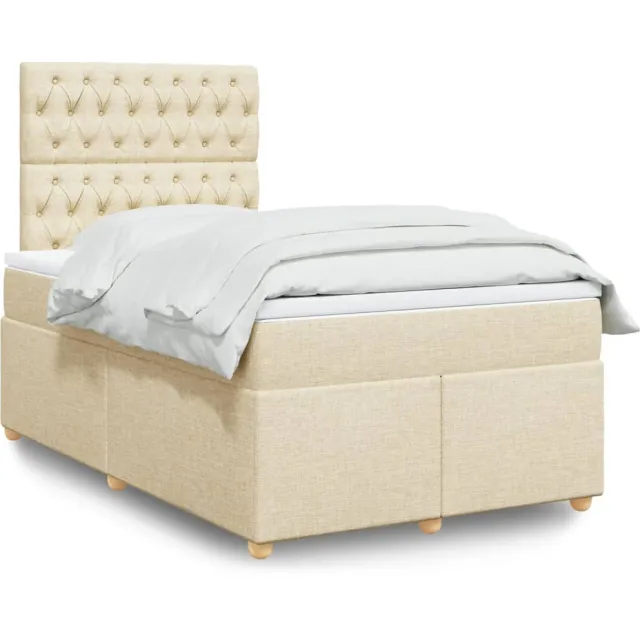vidaXL Boxspring met matras stof crèmekleurig 120x190 cm