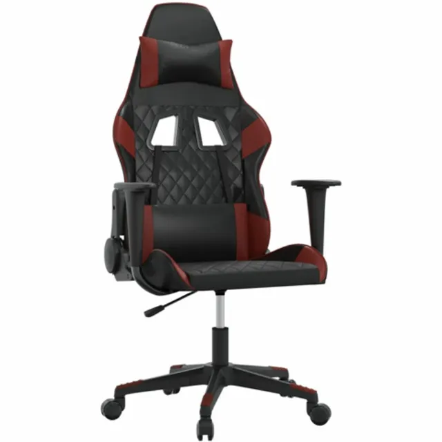 vidaXL Massage - gamestoel - kunstleer - zwart - en - wijnrood zwart en wijnrood