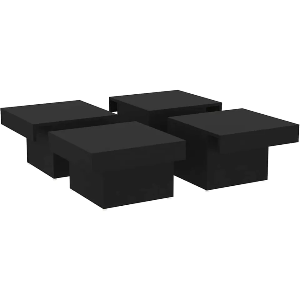vidaXL Salontafel 90x90x28 cm bewerkt hout zwart, foto 3