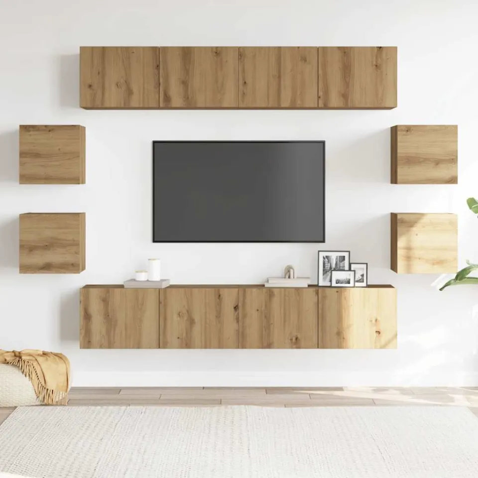 vidaXL 8-delig Tv-meubelset wandmontage bewerkt hout artisanaal eiken, foto 2