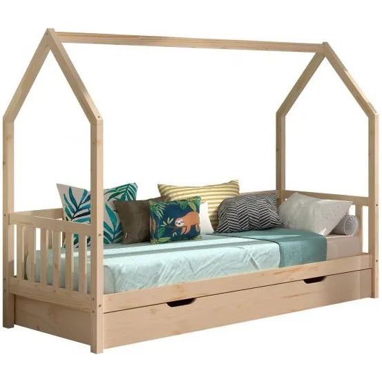 Jaxx Cabane huisbed 90x200 met onderbed Onbehandeld/Naturel