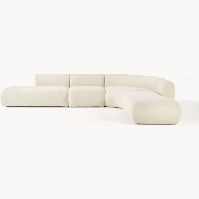 Westwing Collection Modulaire teddy hoekbank Sofia (4-zits) Wit