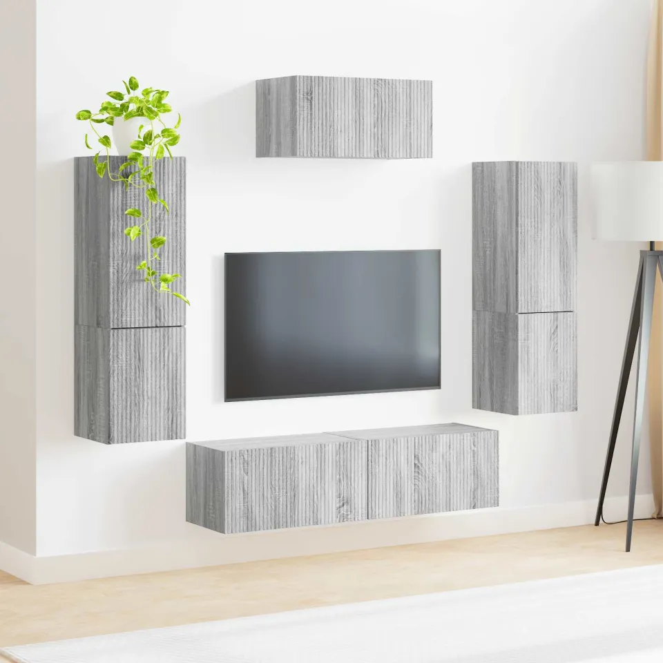 vidaXL Tv-meubelset 4 st Grijs Sonoma Bewerkt hout, foto 4