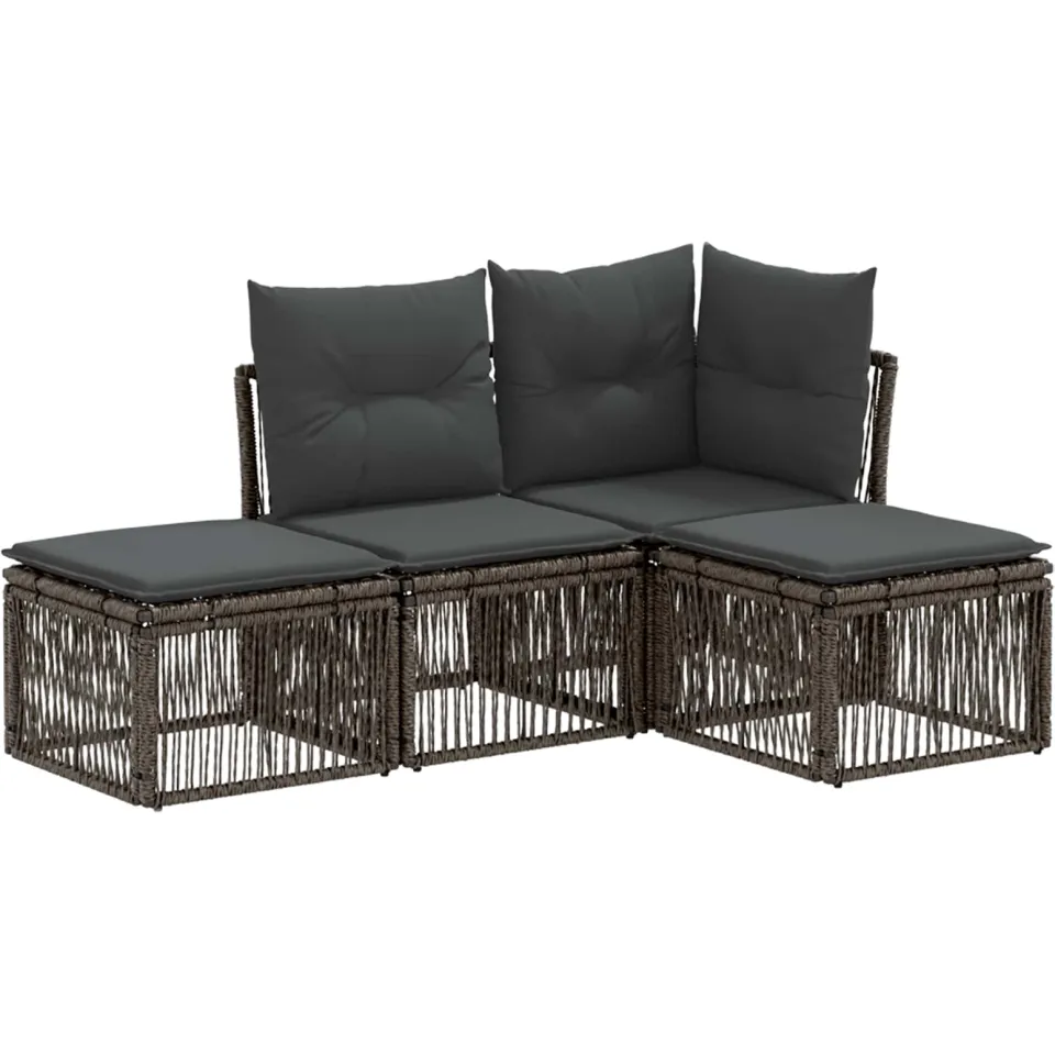 vidaXL Tuinbankenset 4 st Grijs poly rattan, foto 3