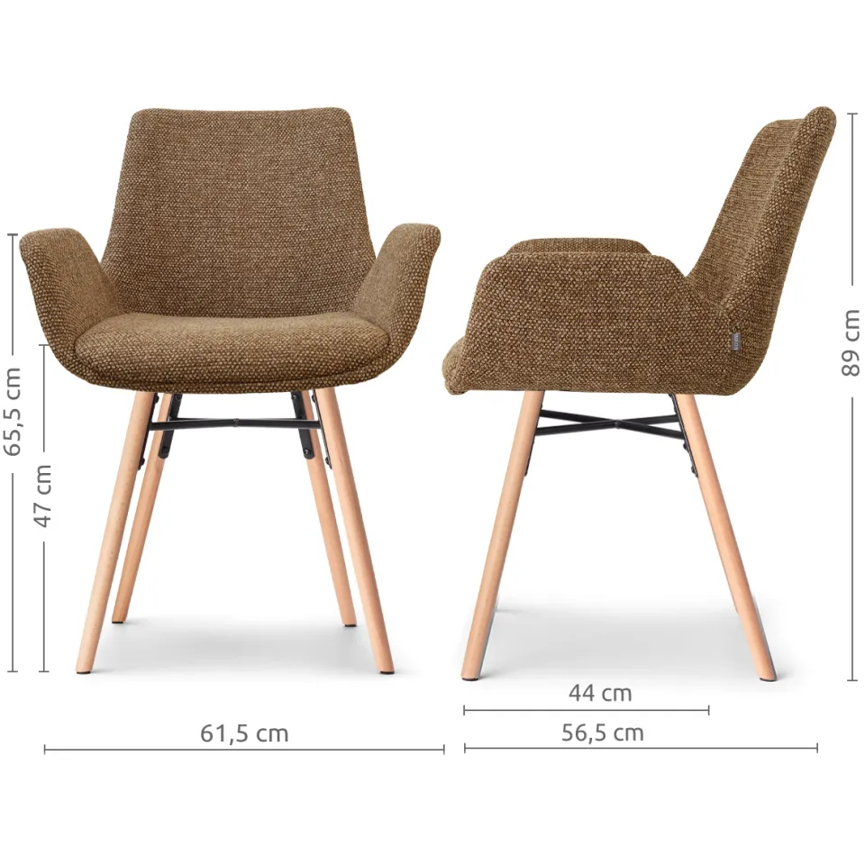 Nolon Nena-Eef eetkamerstoel bruin blend - houten onderstel
