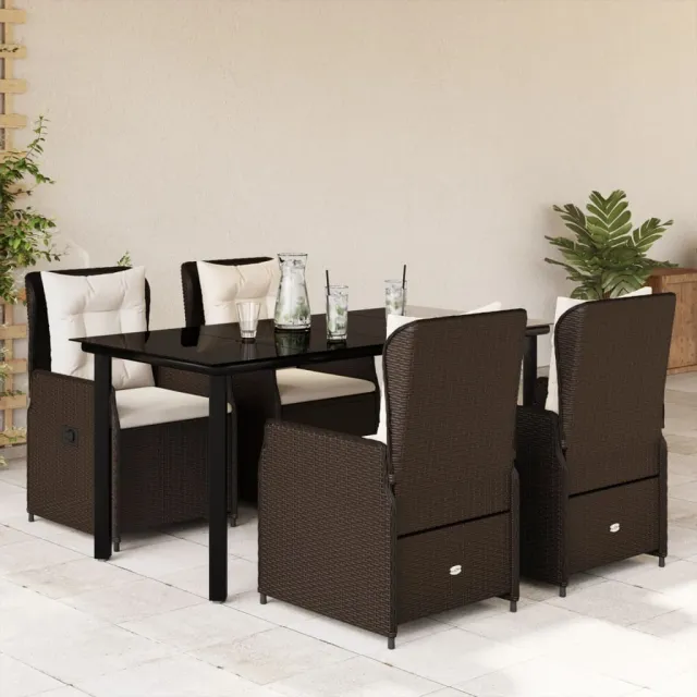vidaXL 5-delige Tuinset met kussens poly rattan bruin, foto 2