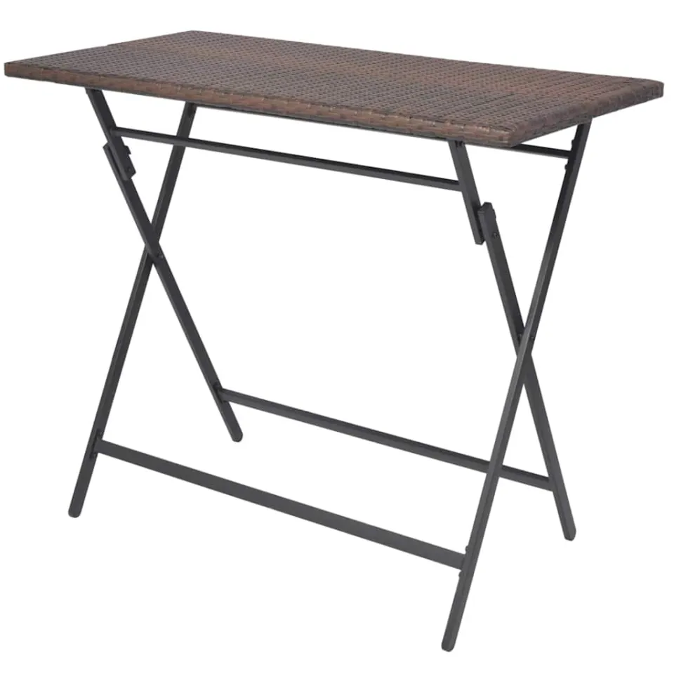 vidaXL 7-delige Tuinset inklapbaar staal poly rattan bruin, foto 4