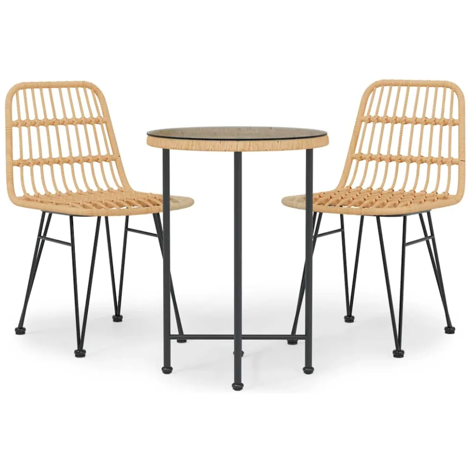 vidaXL 3-delige Tuinset poly rattan Bruin