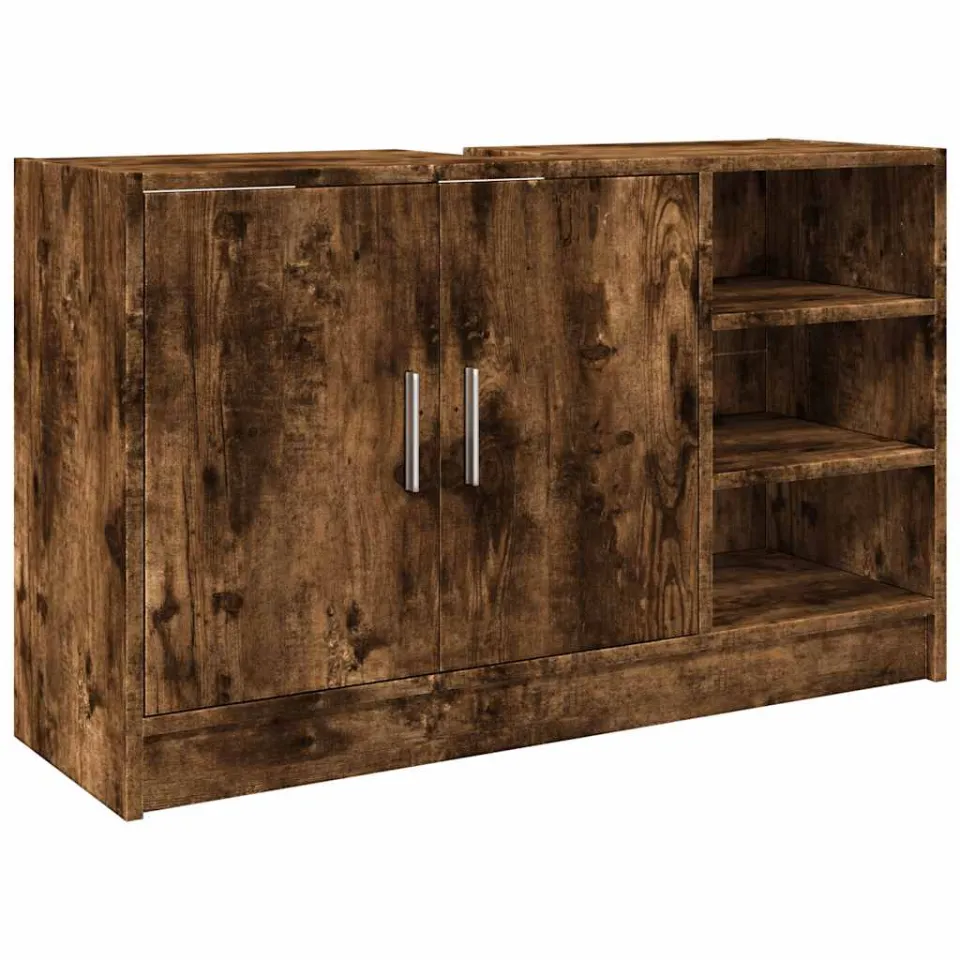 vidaXL Wastafelkast 90x29x55 cm bewerkt hout gerookt eikenkleurig Bruin