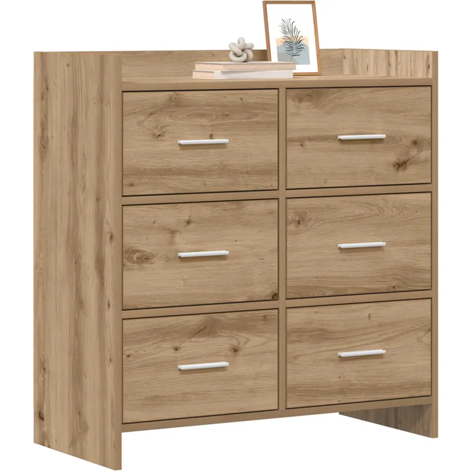 vidaXL Dressoir Artisanaal eiken 75 x 33 x 80 cm Bewerkt hout, foto 3