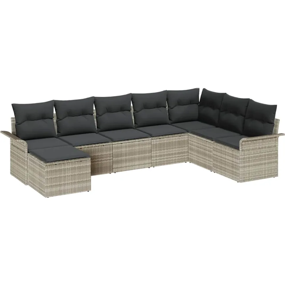 vidaXL Tuin Sofa Set 8 st Lichtgrijs Poly riet