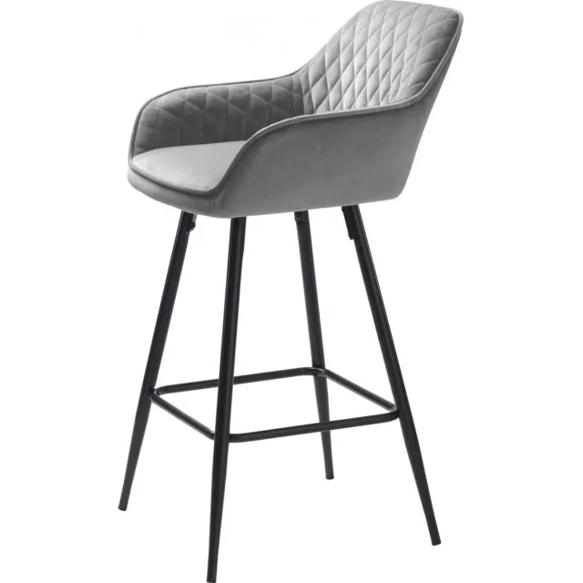Nordic Home Bernt barstoel - velvet - grijs
